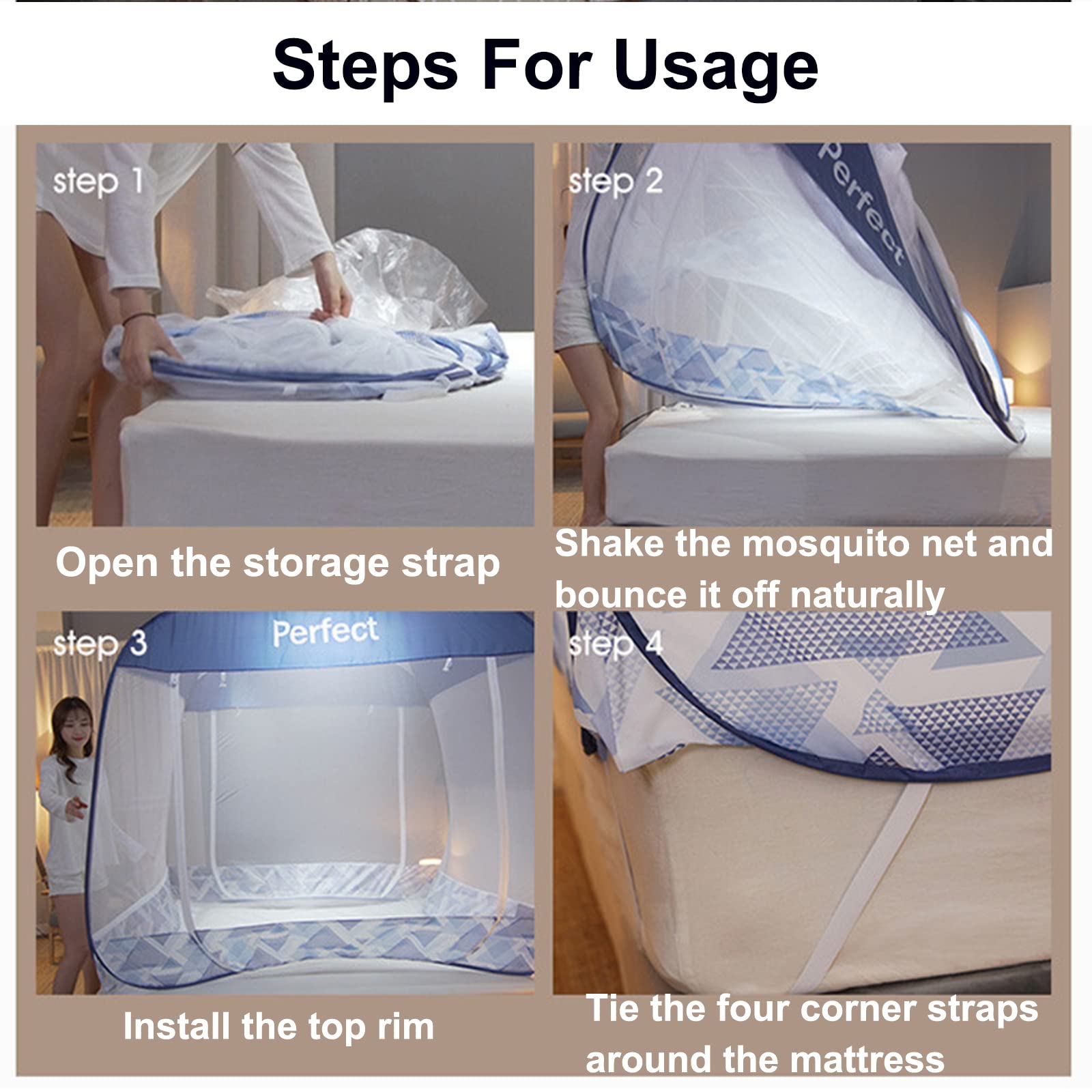 Zanzariera Pieghevole Pop Up Zanzariera Porta Tenda Cerniera Letto Rete Letto Baldacchino da Viaggio con 3 ingressi Inferiori Anti punture di zanzara per Viaggi d'Affari in Famiglia, ECC. (Verde, 15