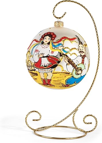 Vista 16 de Adorno de bola de Navidad de vidrio pintado a mano de 4.7 pulgadas (4.7 in) bola colgante, adornos para árbol de Navidad para decoración de Navidad