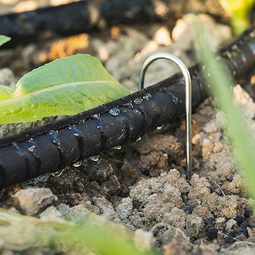 Miniatura 7 de Mangueras planas de 50 pies para ahorrar un 70% de agua, diseño a prueba de fugas, manguera de rociador de goteo de doble capa para cama de jardín