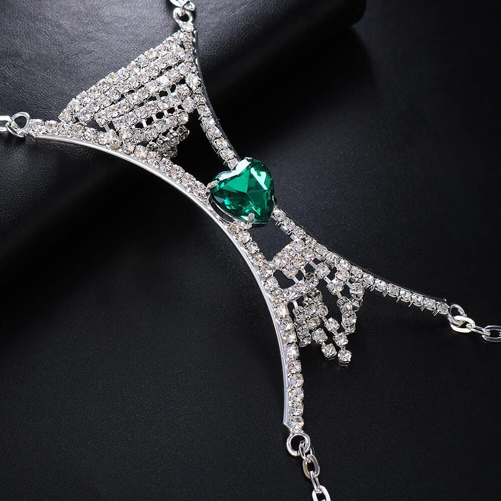 RWRAPS Körperketten Sexy Strass Brustkette Bikini Harness Für Frauen Zubehör BH Kette Halskette Körperschmuck Geschenk (2) (4)
