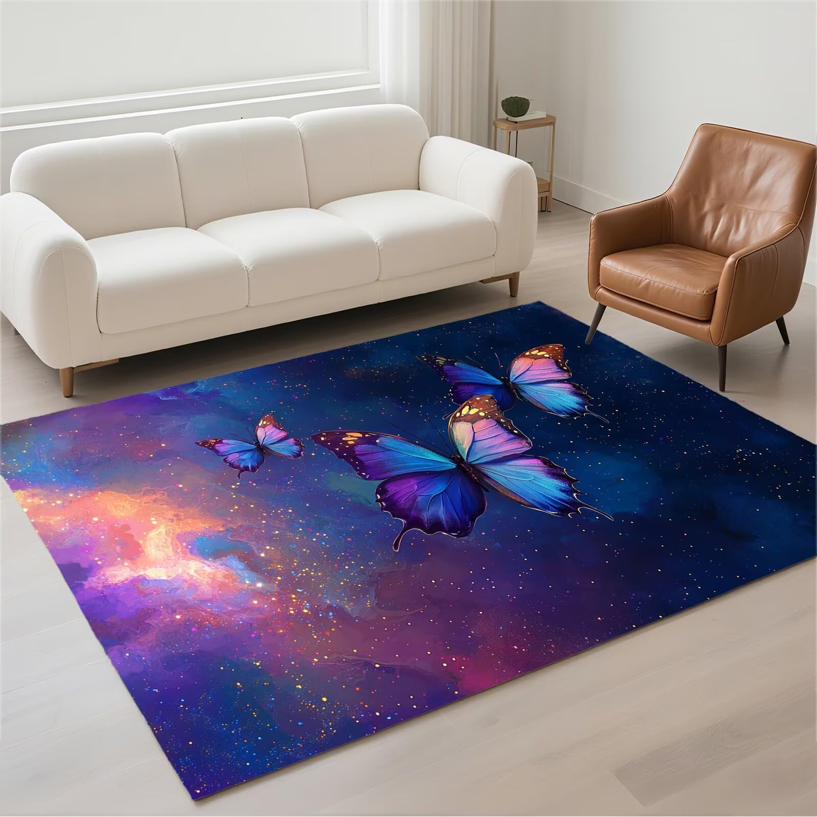 Tapis bleu 160x230cm grand format moderne et lavable pour le salon Générique