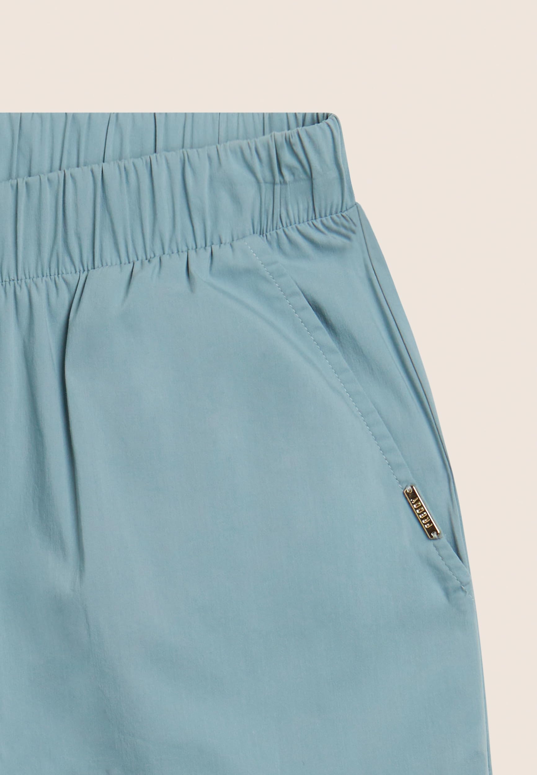 FREDDY - Pantaloni Donna Cropped in Popeline Elasticizzato con Ricamo Floreale sul Fondo, Vita Regular con Coulisse e Gamba Ampia - Pantaloni Casual