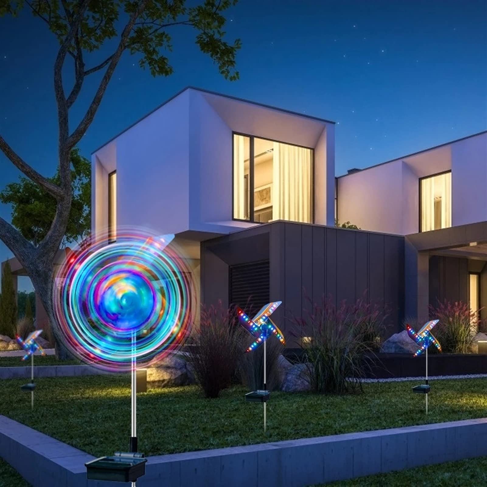 32LED Strahler Garten Weg Landschaft Licht Solar Boden Licht Außen Dekoration Windmühle wasserdichte Nacht Licht Lampen