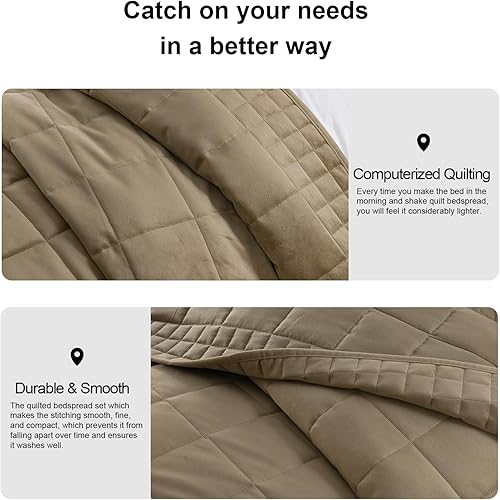 Miniatura 4 de PANGUSHAN Juego de edredón de terciopelo tamaño Queen, juego de ropa de cama queen, edredón ligero de color liso, colcha para cama Queen, 3 piezas,