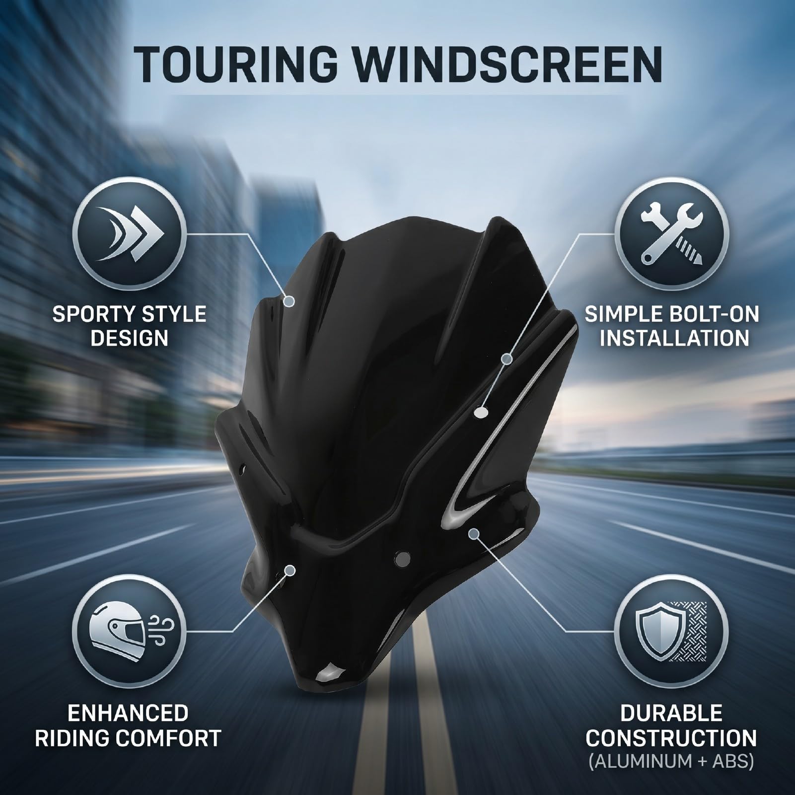 Yctze Szyba Przednia Motocykla Czarna Szyba Przednia ze Stopu Aluminium ABS Owiewka Wiatrowa na Konstrukcji Przepływu Powietrza dla MT 07 2021 2024 Miejskie Dojazdy do Pracy Touring
