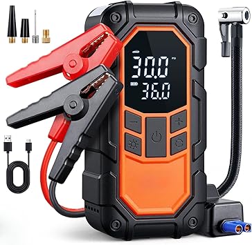 Enshall 8000mAh  arjl  Acil Durum Ak  Takviyeli Ara  Motosiklet Top  i irme Pompas  Hava Kompres r  Jump Starter Lityum Pil