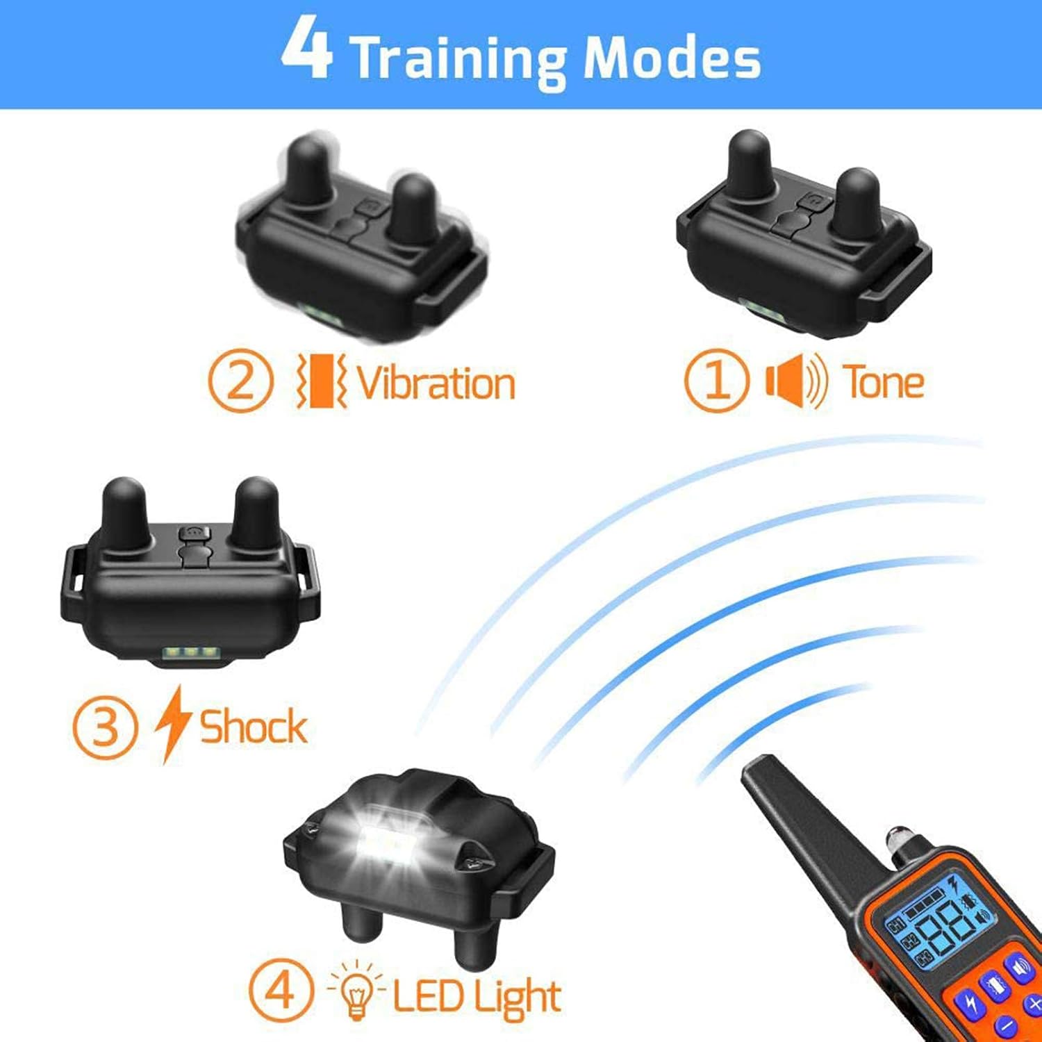 Veckle Dog Training Collar, 2020 Upgraded Rechargeable Shock Collar for 3 Dogs Waterproof Dog Shock Collar with Remote, Beep, Vibration Dog Static Collar for Large Medium Dogs with Charger Adapter