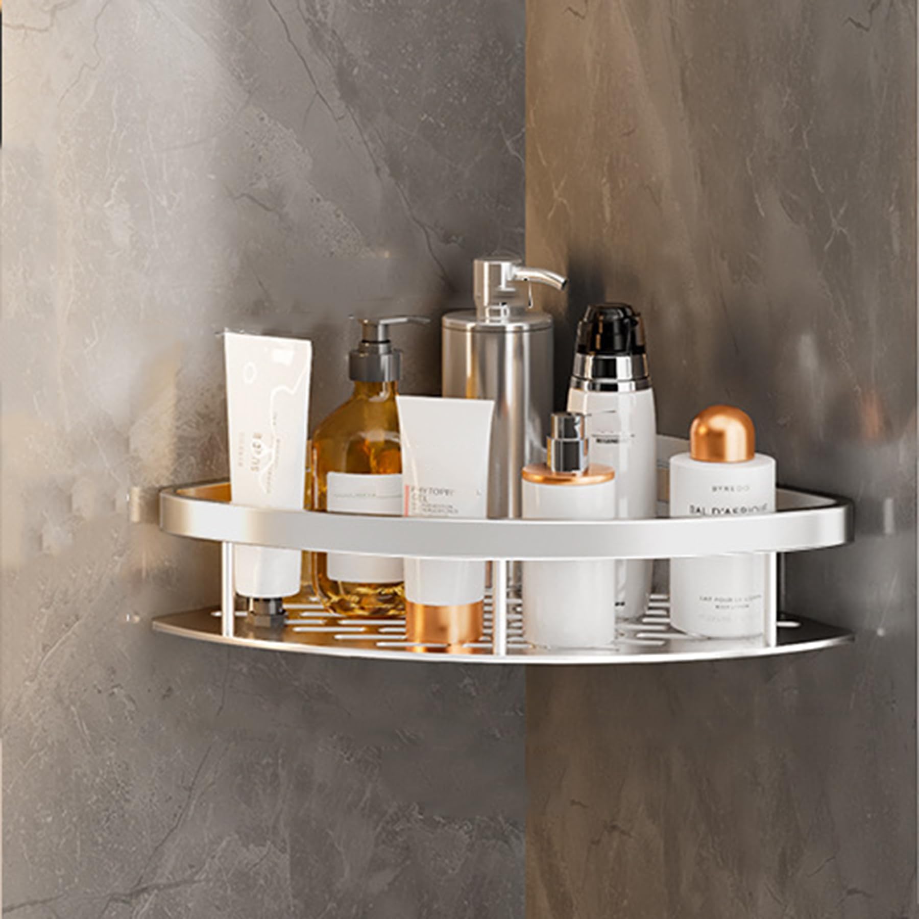 SRURLLUG Rustproof Shower Caddy Corner Large Capacity Wall Mount Bathroom Shower Shelves Easy to Install and Remove Shower