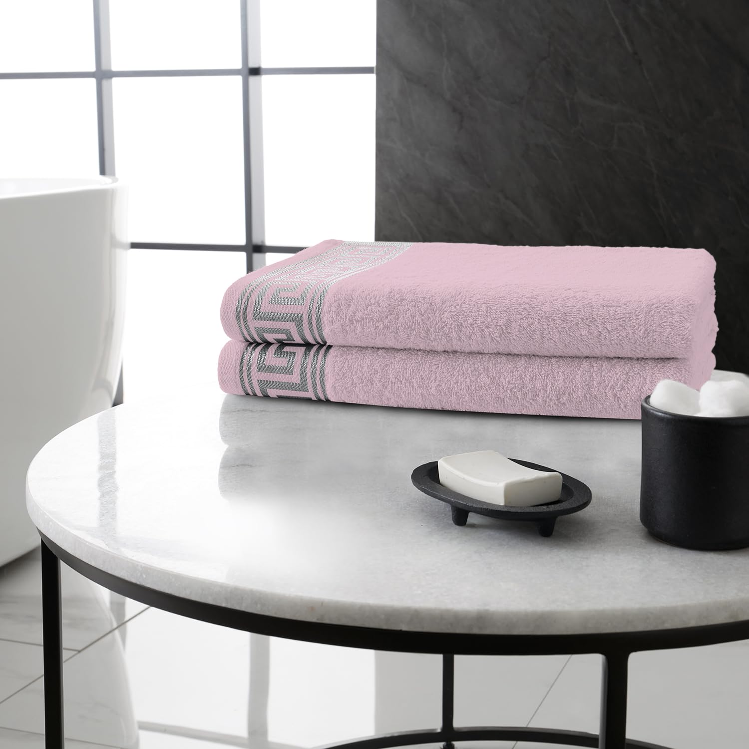 Gc Gaveno Cavailia Blush Pink Greek Key Bath Sheets - 2 Pack - 80X140 Cm