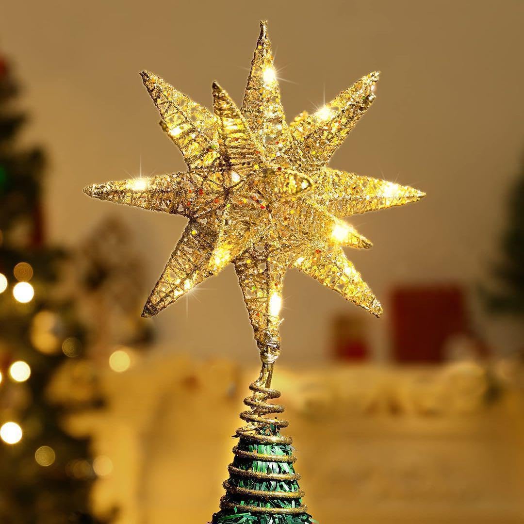Amazon.co.jp: クリスマス ツリートップスター 星 LED 飾り 電池