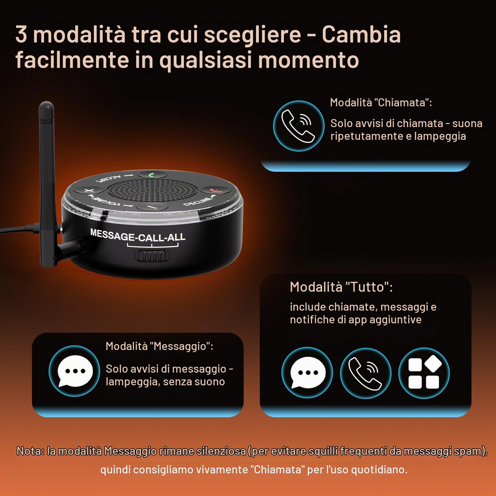 Amplificatore e lampeggiatore per telefono cellulare, 116 dB, ultra forte e luminoso rosso-blu, risposta/rifiuto, accoppiamento wireless per problemi di udito/anziani/dormienti profondi/spazi rumorosi