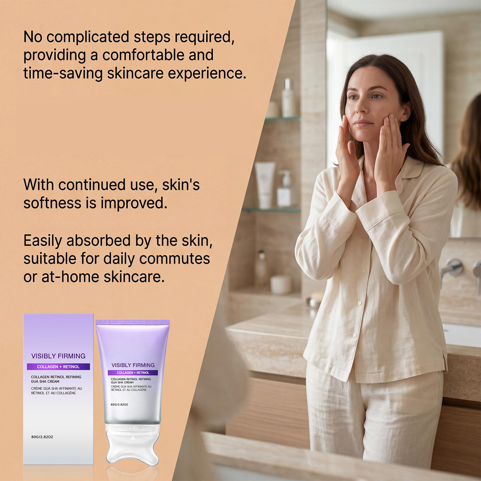 Retinol-Kollagen-Straffende Gesichtscreme mit integriertem Gua-Sha-Massagegerät, Anti-Aging-Feuchtigkeitscreme, Sofort-Straffungs- und Anti-Falten-Creme, Glättende und feuchtigkeitsspendende (5PCS)