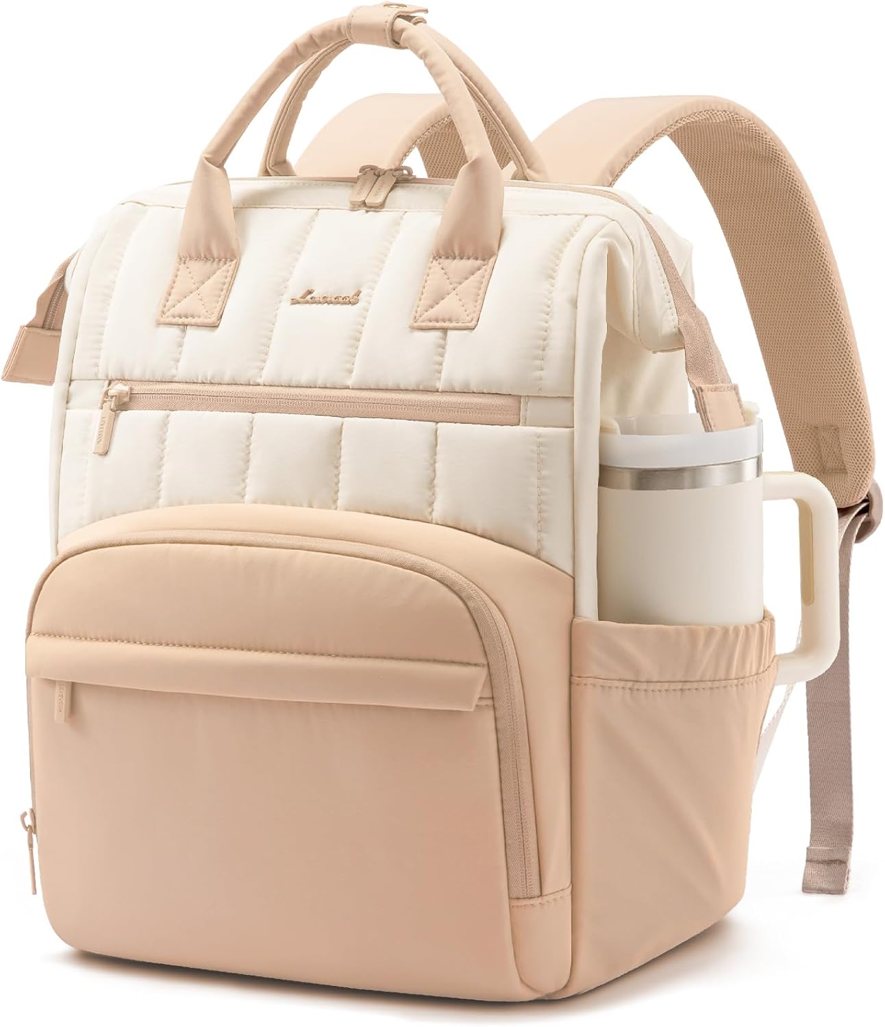 LOVEVOOK Puffer Backpack Purse for Women with 15.6 Inch Laptop Pocket, Nurse Teacher Work Bags for Gifts, Personal Item Travel Bag for College School, Cute Student Bookbag for Teen Girls Waterproof