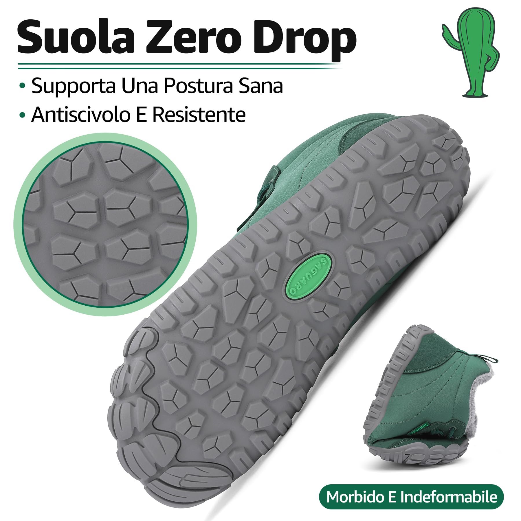 SAGUARO Barefoot Scarpe Invernali Caldo Stivali Neve per Uomo Donna,Gr.36-48