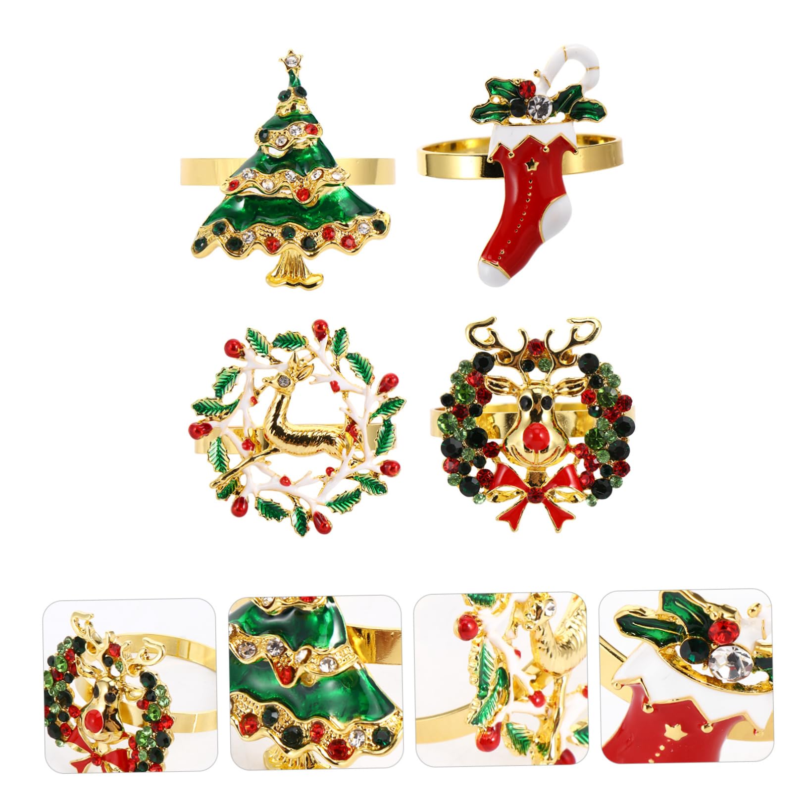OUNONA 12stücke Elegante Weihnachts-Napkin-Ringe Einzigartige Dekoration Für Festlichkeiten Aus Hochwertigem Legierungsmaterial Passend Für Weihnachtsfeiern Und Tägliche Anlässe