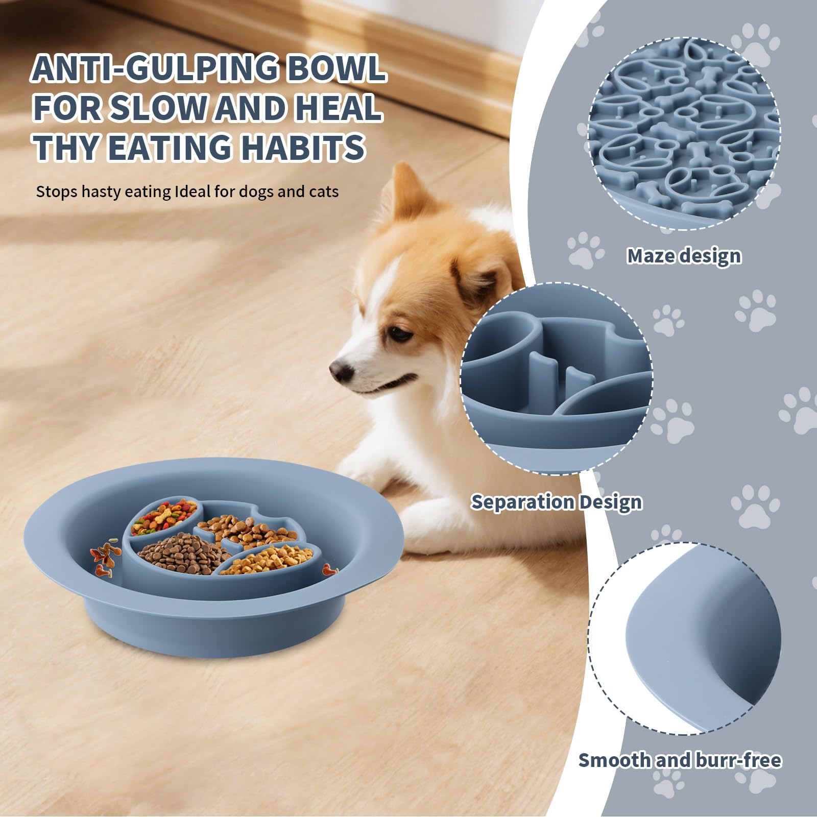 Ciotola Anti Ingozzamento In Silicone Per Cani E Gatti, Tappetino Slow Food Con Ventose 22x13,5 Cm, Antiscivolo E Facile Da Pulire, Colore Kaki