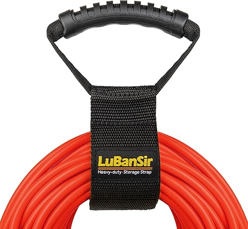 LuBanSir Organizador de cables de extensión, correas de almacenamiento resistentes con asa de transporte para garajes, jardines, casas rodantes y