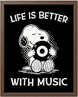 Vista 12 de Arte de pared "La vida es mejor con música" – Cartel de perro de dibujos animados sin marco de 8x10 – Arte divertido e inspirador para dormitorio
