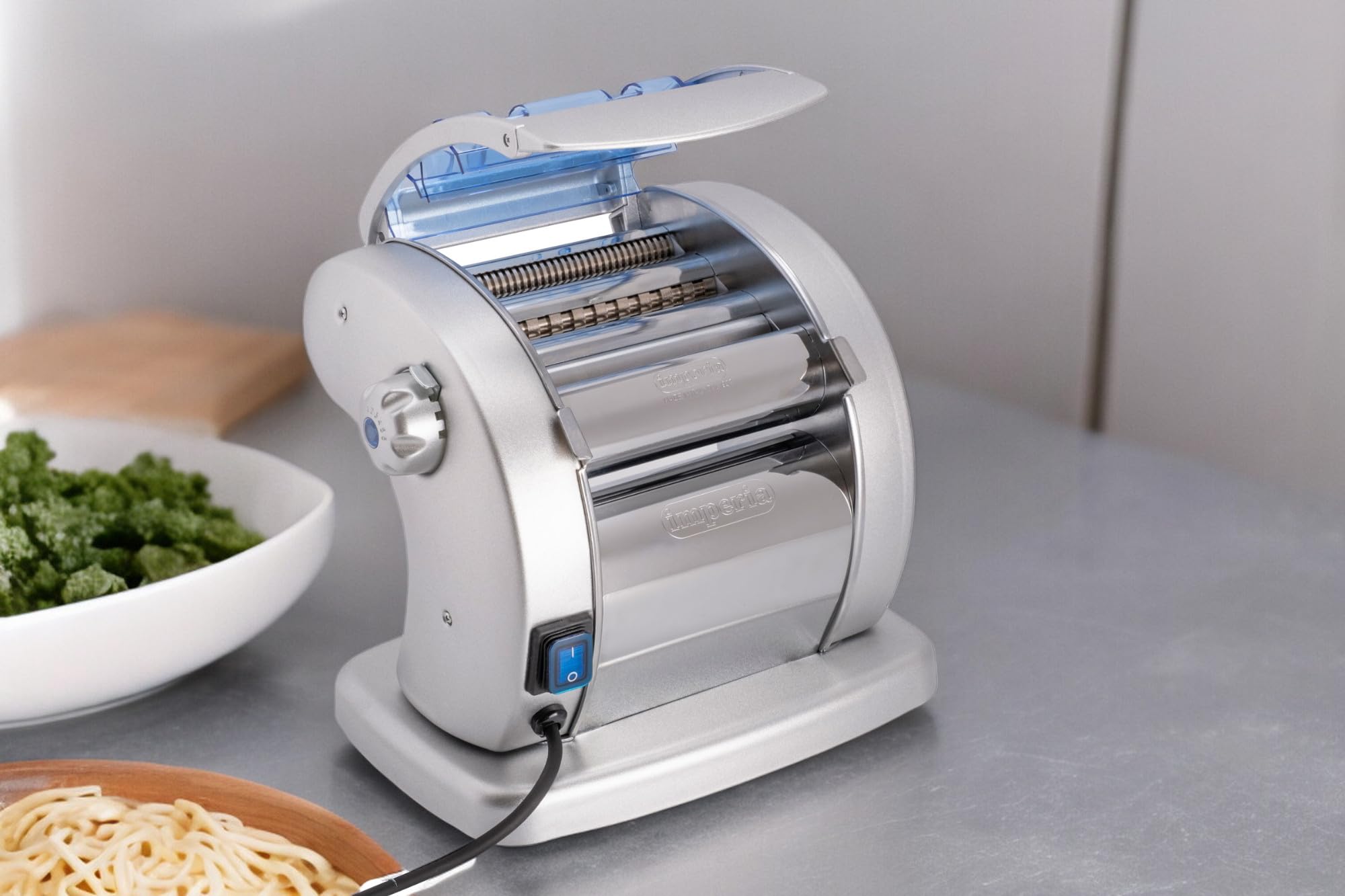 Imperia PastaPresto Linea Imperia Machine à pâtes électriques 100% Made in Italy. Machine à pâtes fraîches avec moteur électrique intégré. Machine à pâte électrique pour lasagnes, coupeuses,