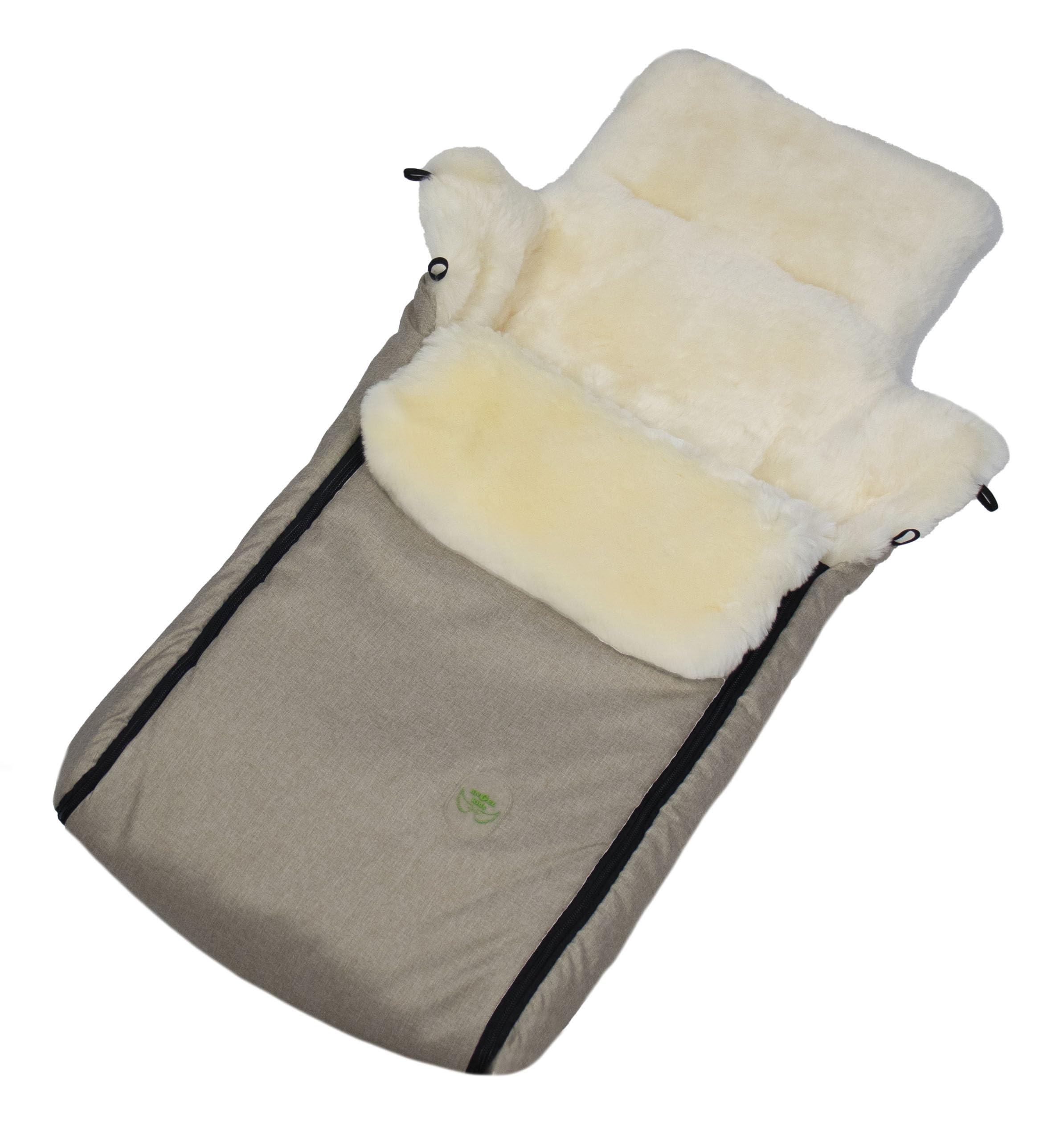 Reissner Lammfelle | BB-FUSA3-BEI | echtes Merino Lammfell | Baby Fußsack KESSY | mit Reißverschluss | für Kinderwagen Buggy & Stroller | oyster