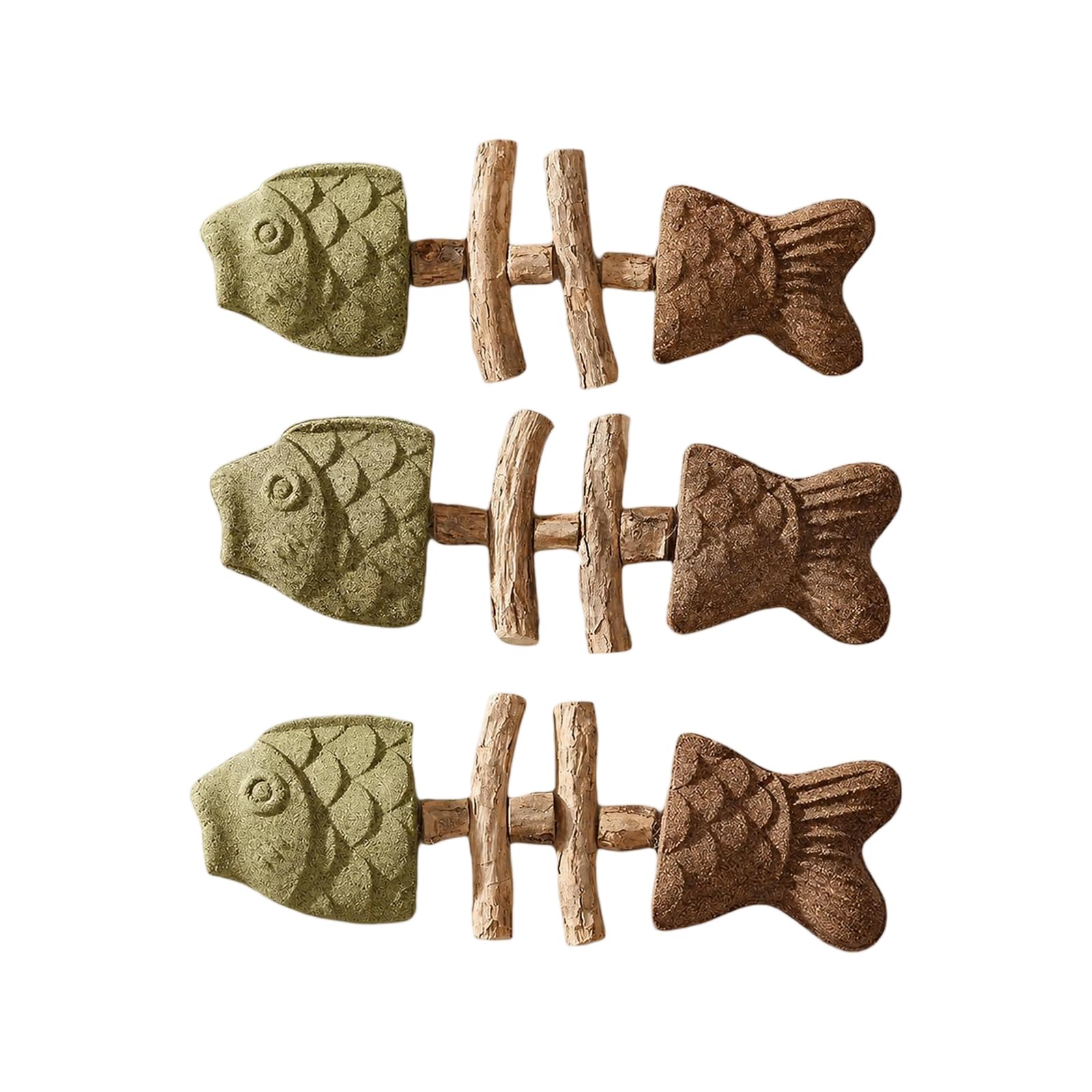 3 Pack Creative Fish-Bone Cat Dental Chew Toy Fish-Bone Tooth Care Toys for Kittens, Natural Catnip & Silvervine Teeth Cleaning Stick, Durable Cat Dental Health Tool A06
