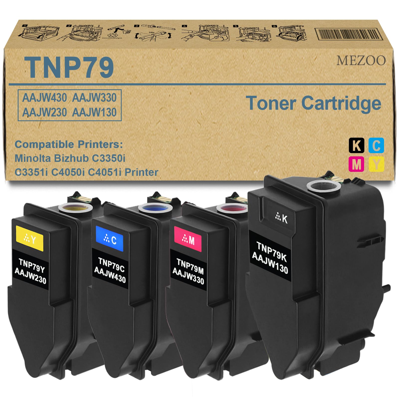MEZOO TNP-79 TNP79 Toner Cartridge High Yield TNP79K TNP79C TNP79M TNP79Y