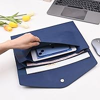 Vista 2 de Wason Archivador expandible A4 de PU cuero sobrecarta con bolsillos grandes para papel, facturas, artículos de papelería, tableta y PC, para Azul