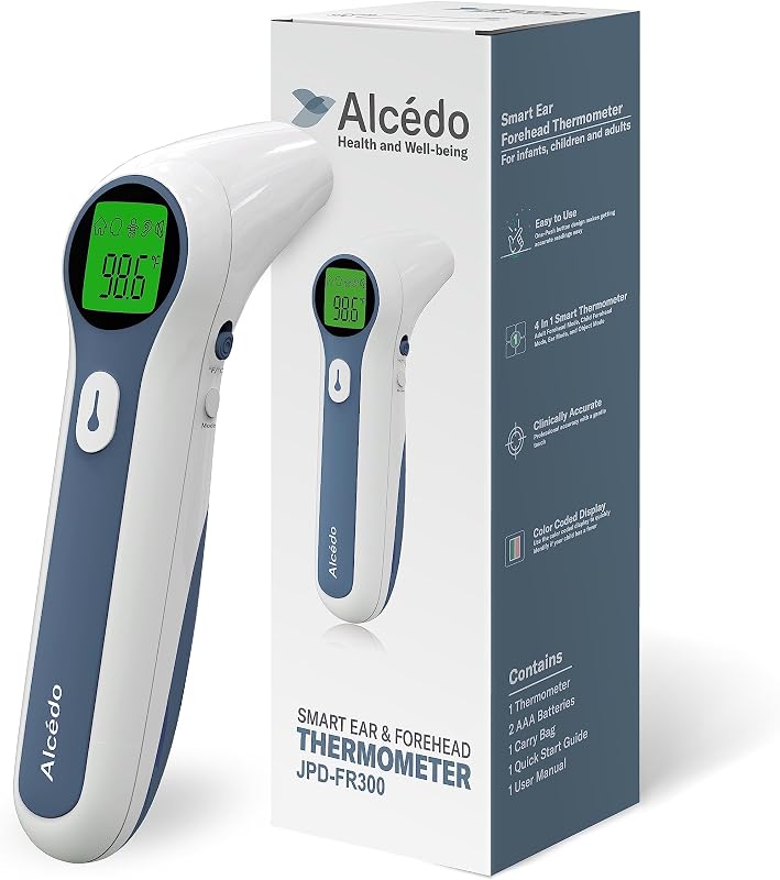 Forehead and Ear Thermometer for Adults, Kids, and Baby | Touchless, Instant Read, Medical Grade, Accurate Digital Infrared Thermometer, Pouch & Batteries Included