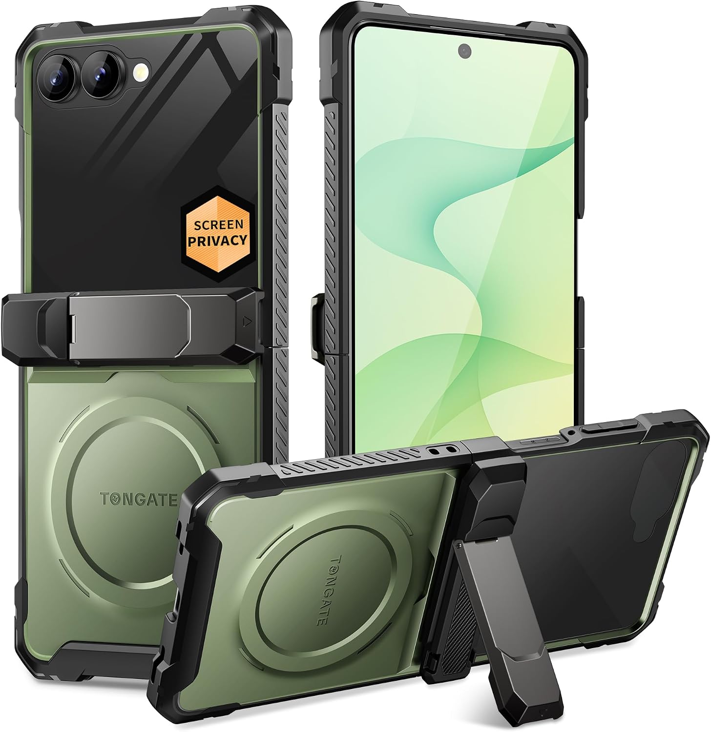  for Z Flip 8 Case with Privacy Screen Protector, Green thumbnail