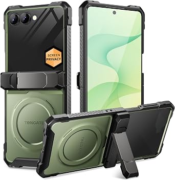 TONGATE for Z Flip 8 Case with Privacy Screen Protector, Green