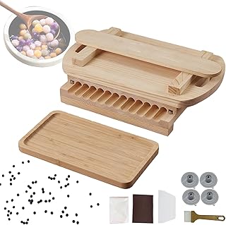 手動タピオカパール製造機、15～22mmの木製丸薬すり板（ダブルハンドル付き）、タピオカパール成形機（ネジ穴付き吸盤付き）、ミルクティーショップ、家庭用DIY用(19mm)