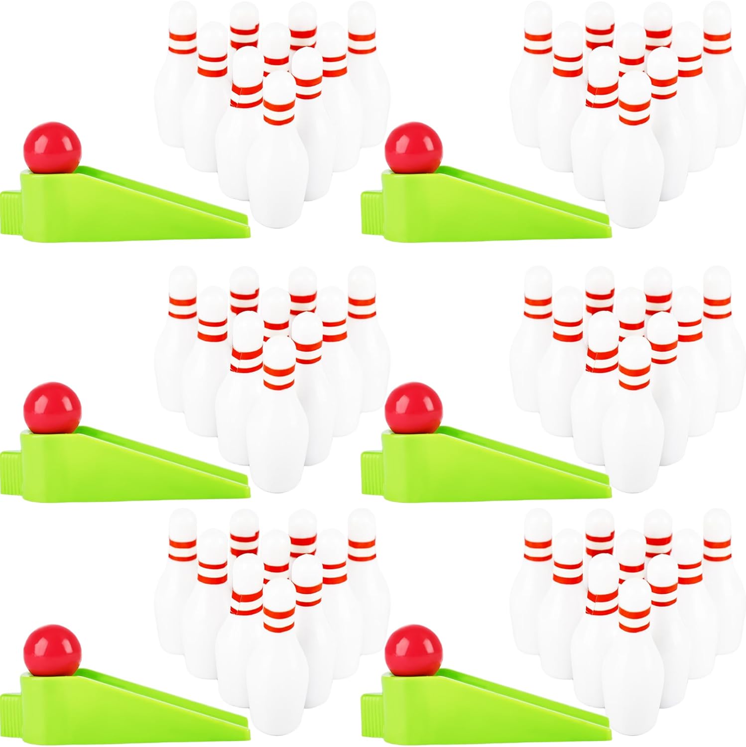 30 Sets Mini Bowling Game Miniature Bowl Pins Ramp Ball Tabletop Bowling Sets Bowling Party Favors Include 300 Mini Bowl Pins 30 Bowling Ball 30 Ramp Bow for Boys Girls Bowler Birthday Supplies