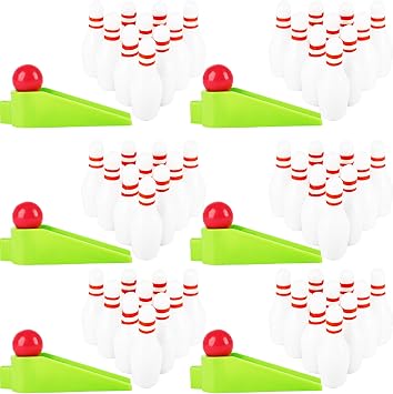 30 Sets Mini Bowling Game Miniature Bowl Pins Ramp Ball Tabletop Bowling Sets Bowling Party Favors Include 300 Mini Bowl Pins 30 Bowling Ball 30 Ramp Bow for Boys Girls Bowler Birthday Supplies