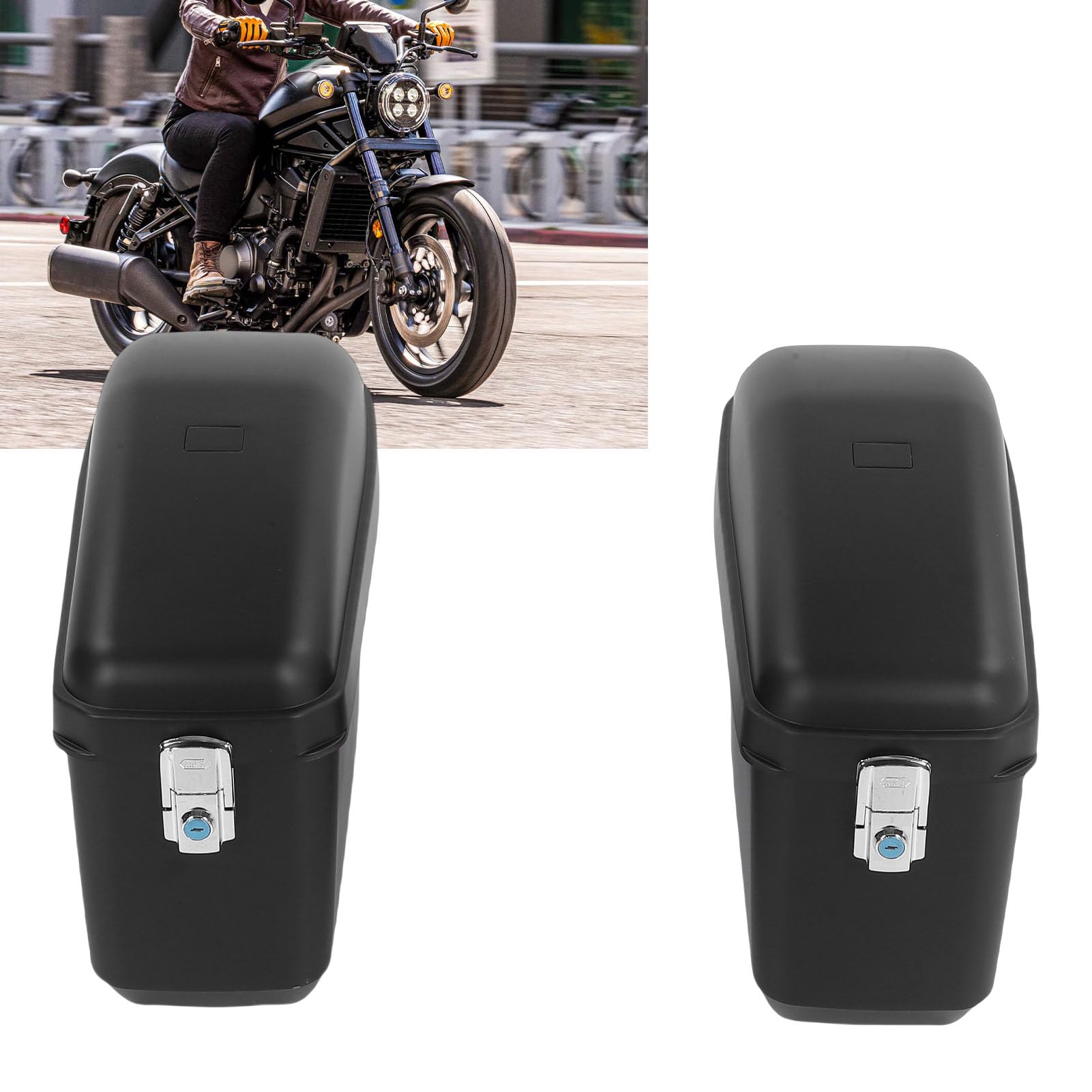 Dpofirs Sakwy Motocyklowe, Twarda Walizka Boczna o Pojemności 45 L, Zamykana Skrzynia Bagażowa z Uniwersalnym Dopasowaniem i Otwieraniem od Góry, Tworzywo ABS, do