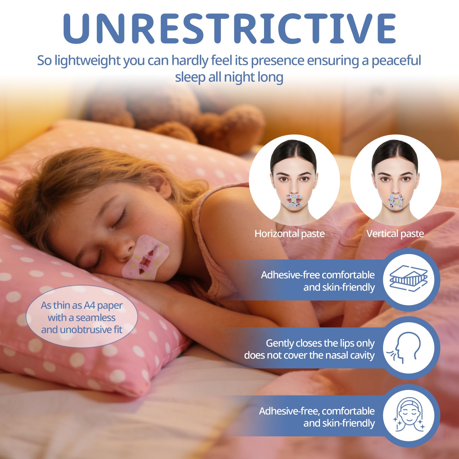 90pcs Cinta Bucal Antirronquidos, Tiras para Dormir con Parche Corrección de Boca Abierta, Mejora la Calidad del Sueño y Reduce la Respiración Oral y los Ronquidos — view 6
