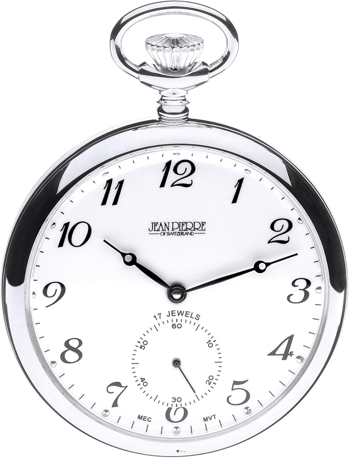Sterling Silver Open Faced Pocket Watch - 17 Jewel Mechanical Movement - Luxury
