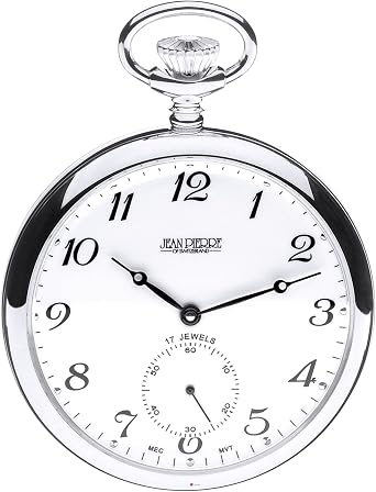 I LUV LTD Sterling Silver Open Faced Pocket Watch - 17 Jewel Mechanical Movement - Gift