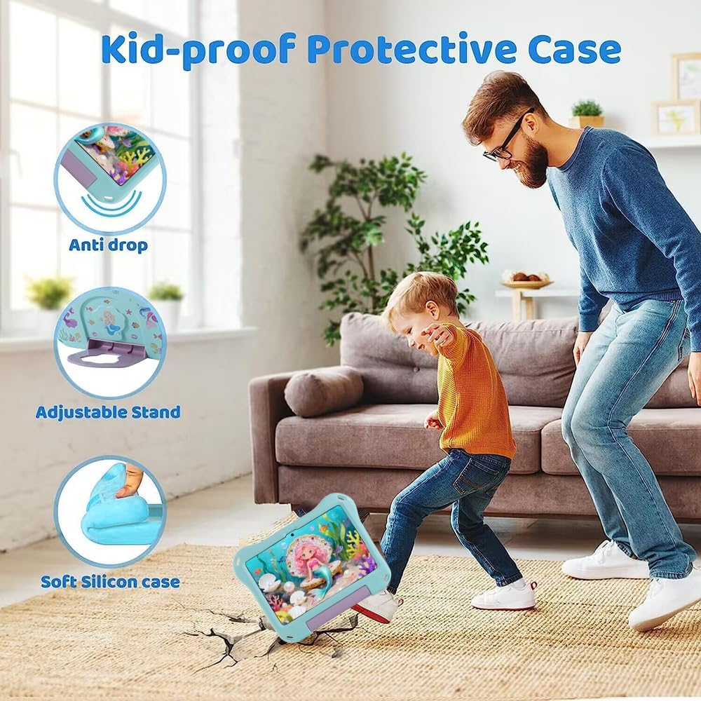 Mermaid Kindle Fire HD 8 Tablet Case for Kids Girl Light EVA Kid Pro Fire HD8 2020 2022 12th Gen Cover with Handle Kickstand Kids-Friendly Shockproof for Toddlers image 4