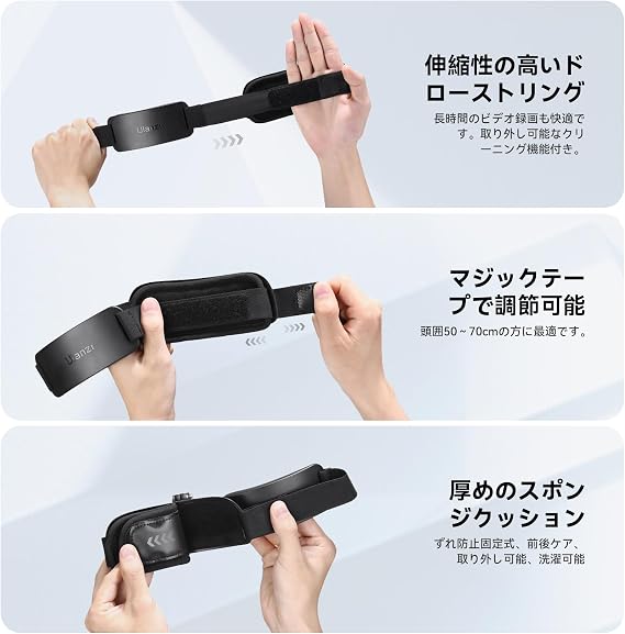 YILIWIT Ulanzi Head Strap Mount Head Fixing Belt GoPro Accessory Action Camera Mount Action Camera Accessory Horizontal/Vertical Shooting Adjustable 360 Degree Rotatable Detachable for Action 6/5/4