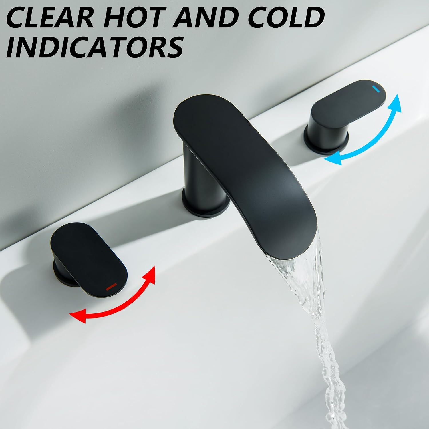 Roman Tub Faucet Matte Black, 3 Hole Waterfall Bathtub Faucets Sets Deck Mount Bath Tub Faucet 2 Handle Garden Bathtub Faucet