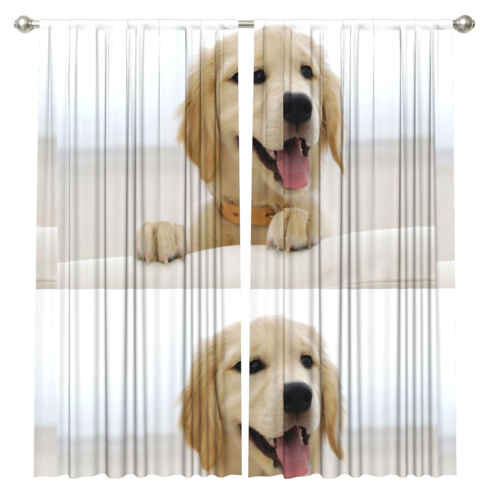 InOmak A Golden Retriever, 2 Panels Window Curtains 52 x 84 Inch Blackout Curtains for Living Room Bedroom