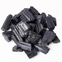 Black Tourmaline Crystals, 1 lb Crystals and Healing Stones 1-2 inch Large Raw Crystals for Protection, Tumbling, Cabbing, Polishing, Fountain Rocks, Home Decoration