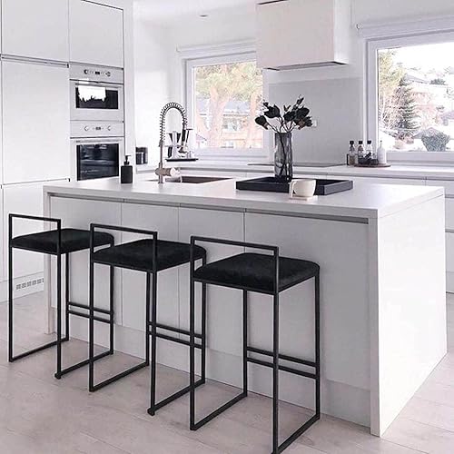 Miniatura 2 de Juego de 2 taburetes de bar giratorios de terciopelo con altura de mostrador, tapizados en gris, con respaldo para cocina, isla, pub, hogar, bar