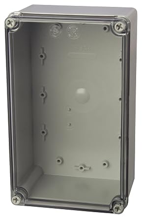 Fibox UL PC M 95 T Piccolo Series NEMA 4X قاعدة حاوية شفافة من البولي كربونات مع براغي لتركيب اللوحة 9.1x5.5x3.7، 5 عرض، 9.1 بوصة طول
