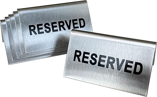 Reserved Table Signs Tent Table Sign Stainless Steel For Wedding Restaurants Ceremony 4x2.4 Inch 6 Packs