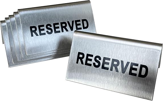 Reserved Table Signs Tent Table Sign Stainless Steel For Wedding Restaurants Ceremony 4x2.4 Inch 6 Packs