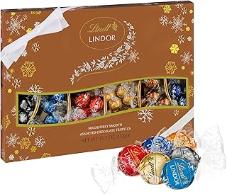 Lindt LINDOR Holiday Assorted Chocolate Truffles Deluxe Gift Box, Assorted Chocolate Candy with Smooth, Melting Truffle Ce...