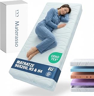 Matratze FlexRest 90x200 H3 & H4 | 7-Zonen Schaummatratze 18 cm | Wendematratze | Eliocell-Schaum | ANTIALERGIC-Bezug | waschbar 60°C | bis 130 kg | Lattenrost | Einzelmatratze | Made in EU