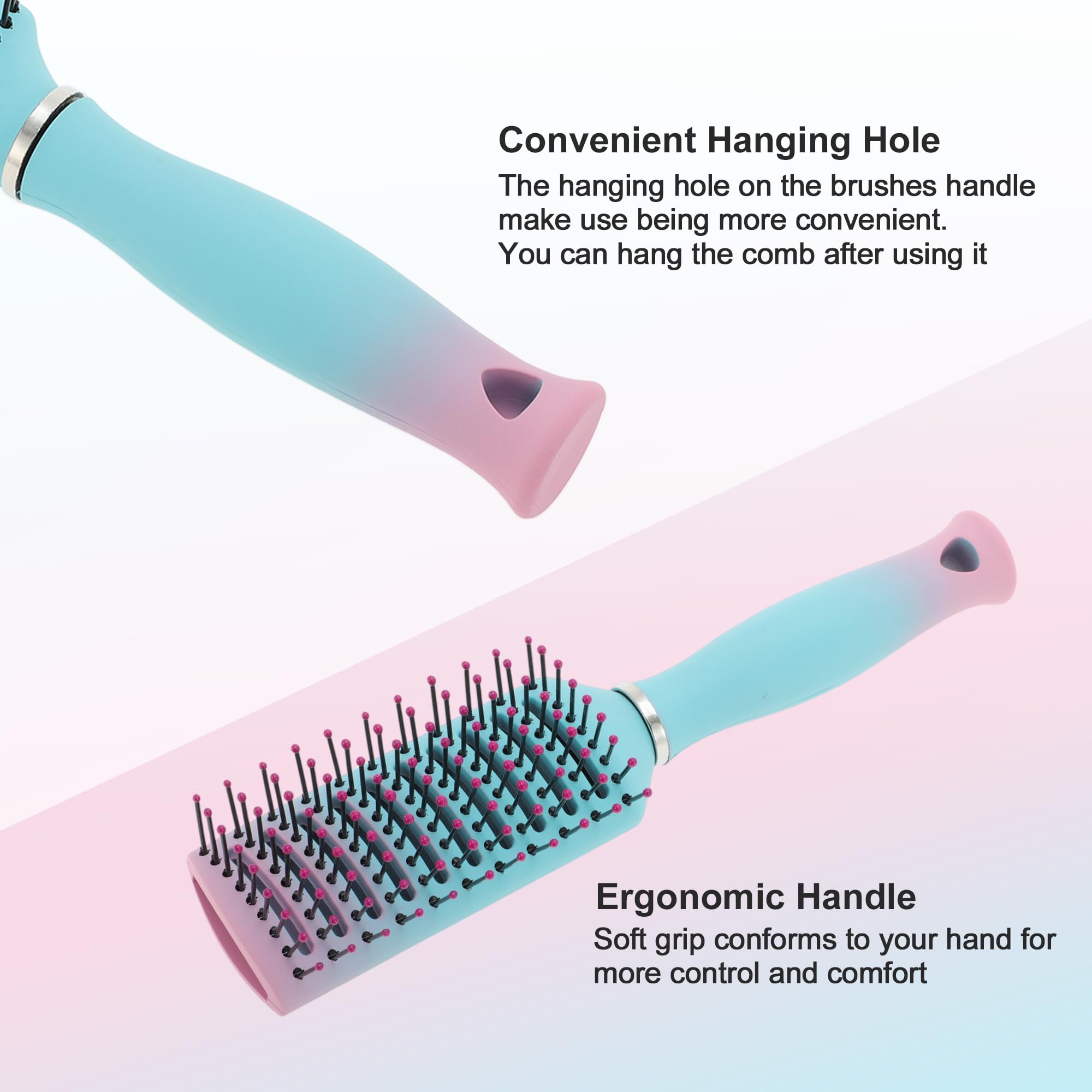 VOCOSTE Cepillo de pelo ventilado, cepillo de peinado con cerdas con punta de bola, cepillo de ventilación para secar el cabello húmedo, corto, rizado o liso, cepillos de pelo para mujeres y hombres,
