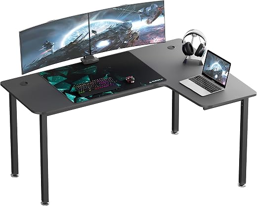 EUREKA ERGONOMIC Wood Multi-Functional L Shaped Study, Writing, Gaming Computer Right Side Corner Desk 60 inch with Mousep...